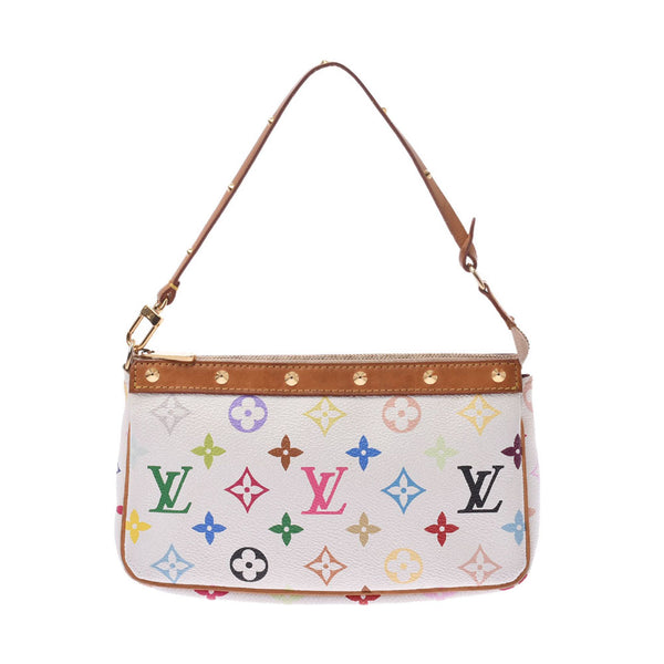 LOUIS VUITTON ルイヴィトン マルチカラー ポシェット アクセソワール 白 M92649 レディース モノグラムマルチカラー アクセサリーポーチ Bランク 中古 銀蔵