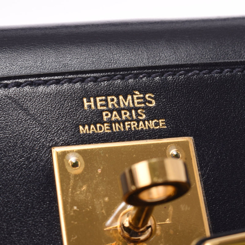 HERMES エルメス ケリー 32 内縫い 2WAY 紺 ゴールド金具 □B刻印(1998年頃) レディース BOXカーフ ハンドバッグ Aランク 中古 銀蔵