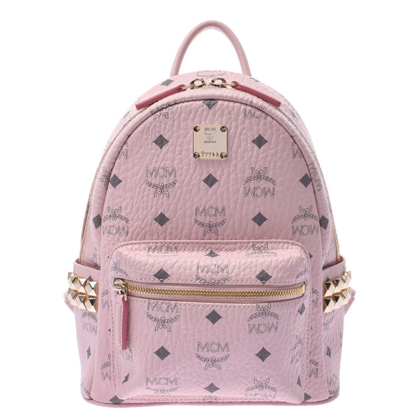 MCM MCM MIMBOWPACK Mini Side Studs Light Pink Unisex Curf Rucks Day Pack A-Rank Used Silgrin