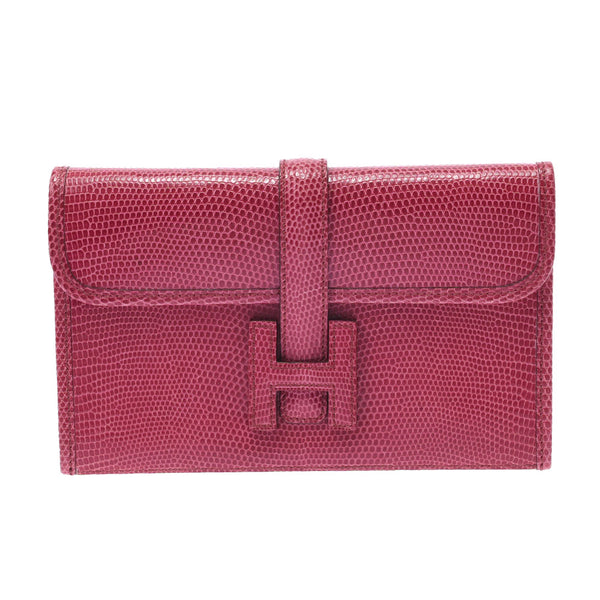 Hermes Ziggy Mini Fuchsia Pink / Hermes lizard clutch bag