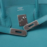 Hermes Hermes Burkin 35 Blue Paon Silver Fittings □ P-engraving (around 2012) Unisex Voepson Handbags A-rank used sinkjo