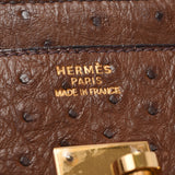 Hermes Hermes Burkin 35 Brown Gold Bracket □ B Engraved (around 1998) Unisex Austrich Handbags AB Rank Used Silgrin