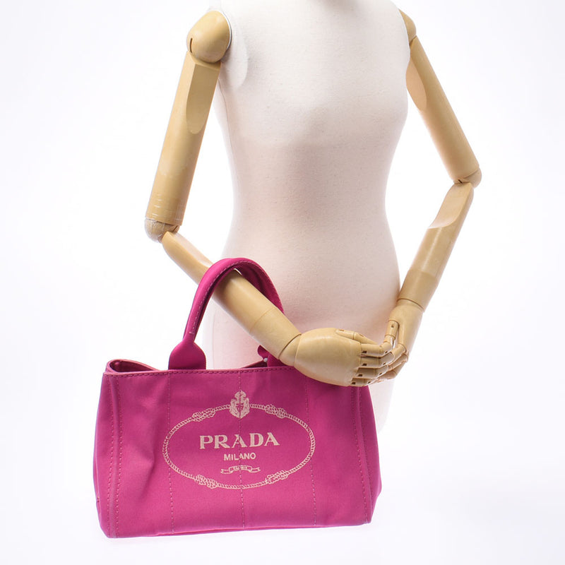 PRADA, Prada, Canapa, Pink, Canvas, Canvas, bag, B, B, used, silver