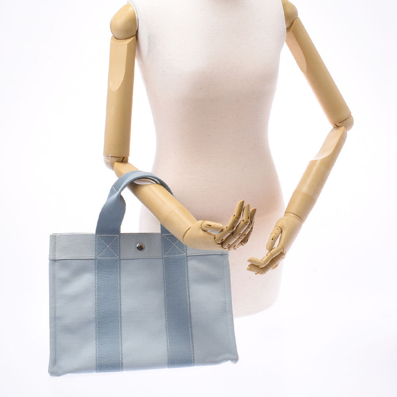 HERMES エルメス ボラボラPM 青 ユニセックス キャンバス ハンドバッグ Bランク 中古 銀蔵