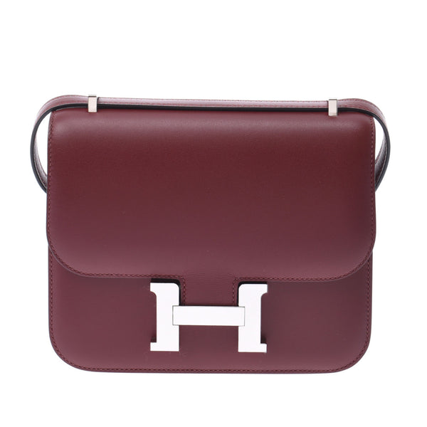 Hermes Hermes Constance Mini 18 Rouge Ach Silver Football Y Champion (around 2020) Women's Vase Fift Shoulder Bag New Ginkgo