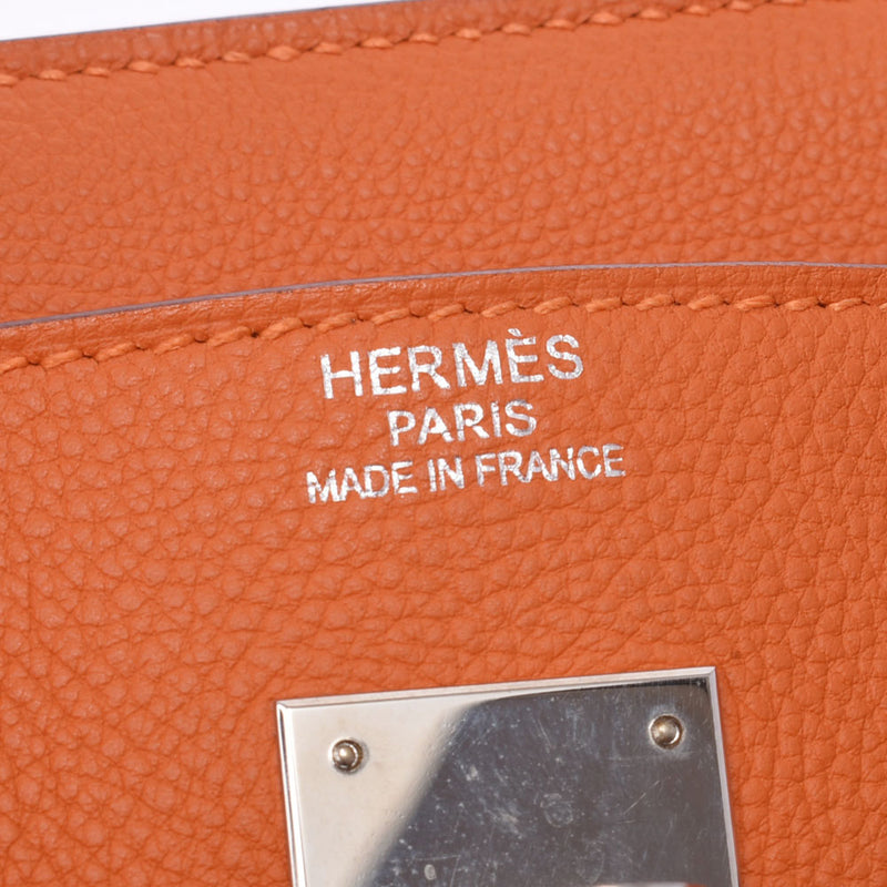 HERMMES爱马仕巴金40橙色银色金属零件中性多哥手提包A等级二手银藏