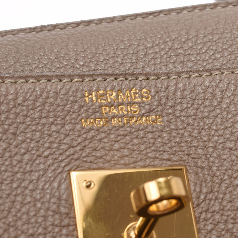 Hermes Hermes Burkin 40 Tutty Ele灰色金支架□o钢（2011年左右）Unisex Togo手袋AB排名使用Silgrin