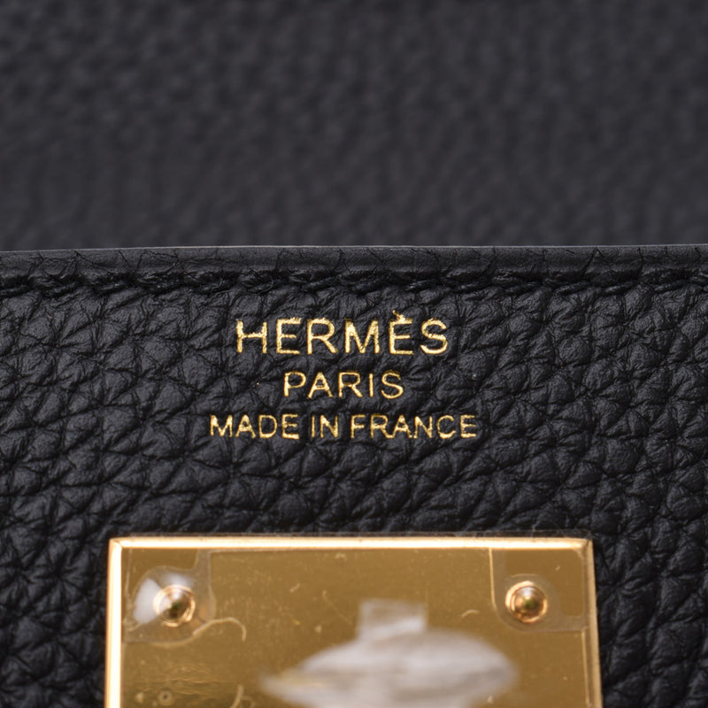 Hermes Hermes Kelly 28 2way包黑金支架D刻（2019年左右）女士多哥手提包未使用的Silgrin