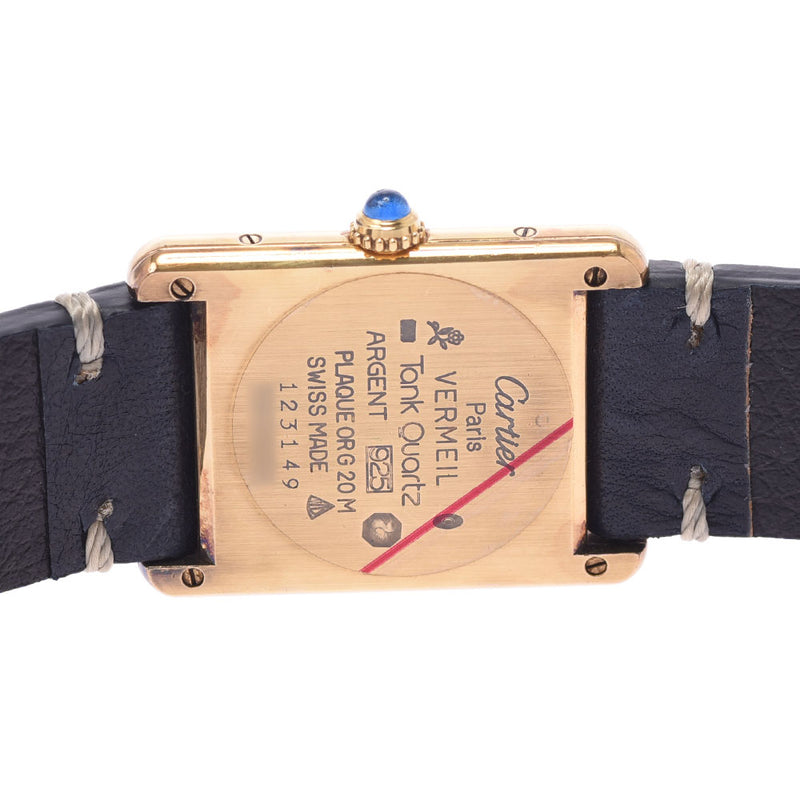 CARTIER カルティエ マストタンク ヴェルメイユ レディース SV925/革 腕時計 クオーツ 白文字盤 ABランク 中古 銀蔵