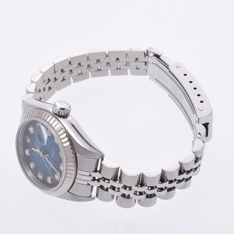 ROLEX Rolex: Date, Jast, 10P Diamond, Diamond, 79174G Ladies' SS/WG, Automatic Gradient, Blue gradation Character, A Rank, Rank, Silver,