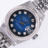 ROLEX Rolex: Date, Jast, 10P Diamond, Diamond, 79174G Ladies' SS/WG, Automatic Gradient, Blue gradation Character, A Rank, Rank, Silver,