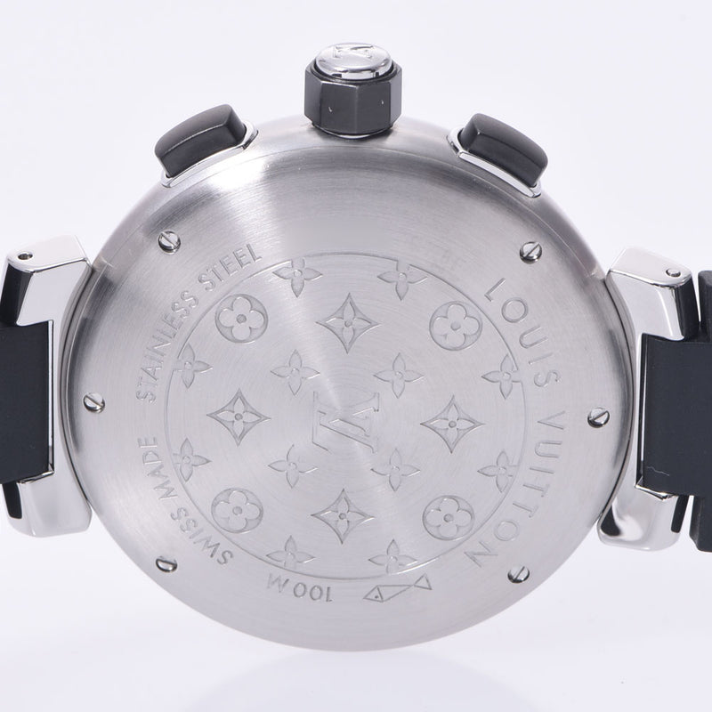 LOUIS VUITTON Louis Viton, the Tambourbur, Q118F Men' s, SS/Rubber, wristwatch, black, black, A-rank, used silver storehouse.