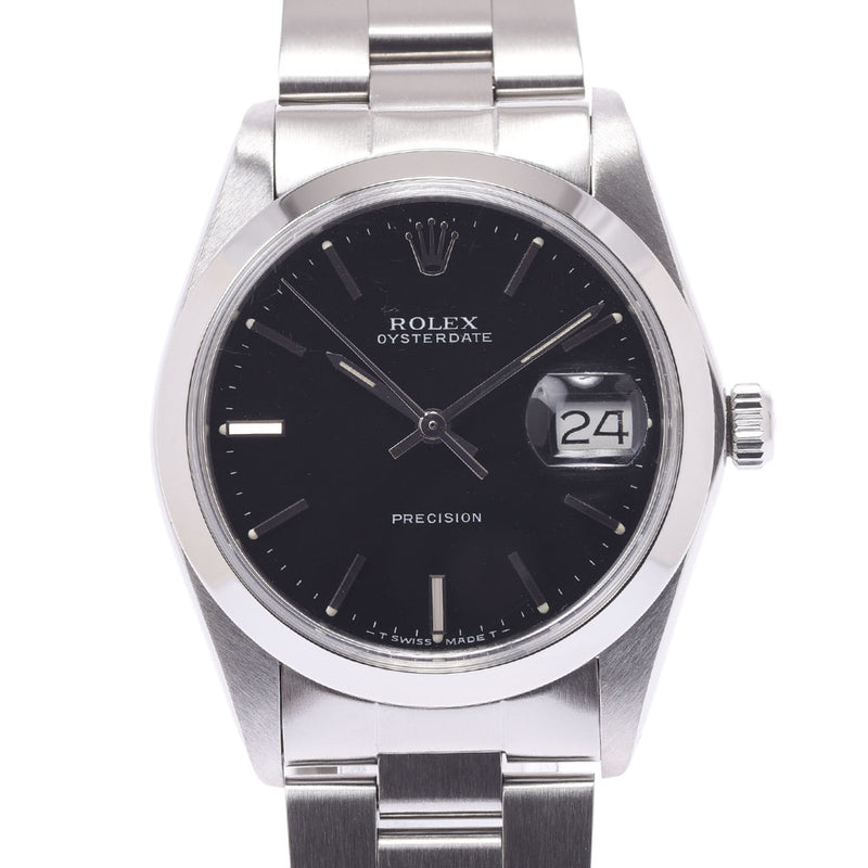 ROLEX Rolex Oyster Date Antique 6694 Boys SS Watch Hand-rolled Black Table AB Rank Used Sinkjo