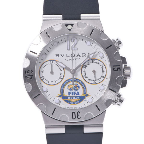 BVLGARI ブルガリ ディアゴノ スクーバ FIFA100周年記念モデル 999本 SCB38S メンズ SS/ラバー 腕時計 自動巻き 白文字盤 ABランク 中古 銀蔵