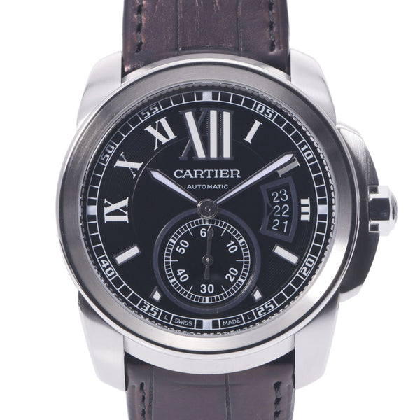 CARTIER卡地亚卡地亚W7100041男装SS/橡胶手表自动卷黑色表盘A级二手银藏