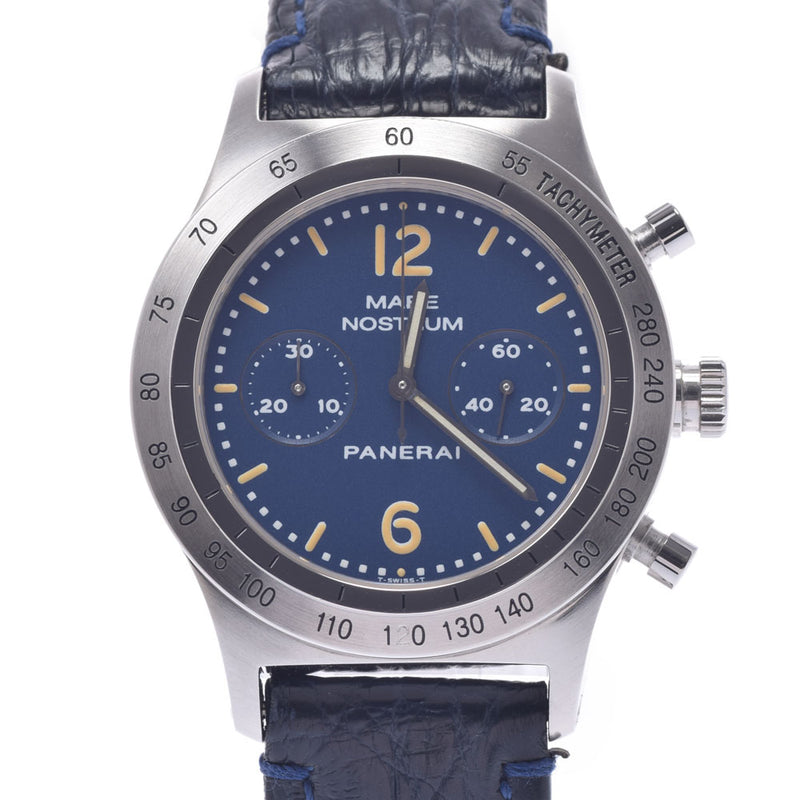 Officine Panerai Officine Panerinerenostulum Tritium PAM00006 Men's SS/Leather Watch Hand -wound Blue Dial A Rank used Ginzo