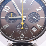 LOUIS VUITTON Louis Vuitton Tunbourg Chrono Q1121 Men's SS/Rubber Watch Automatic Winding Brown Dial A Rank Used Ginzo