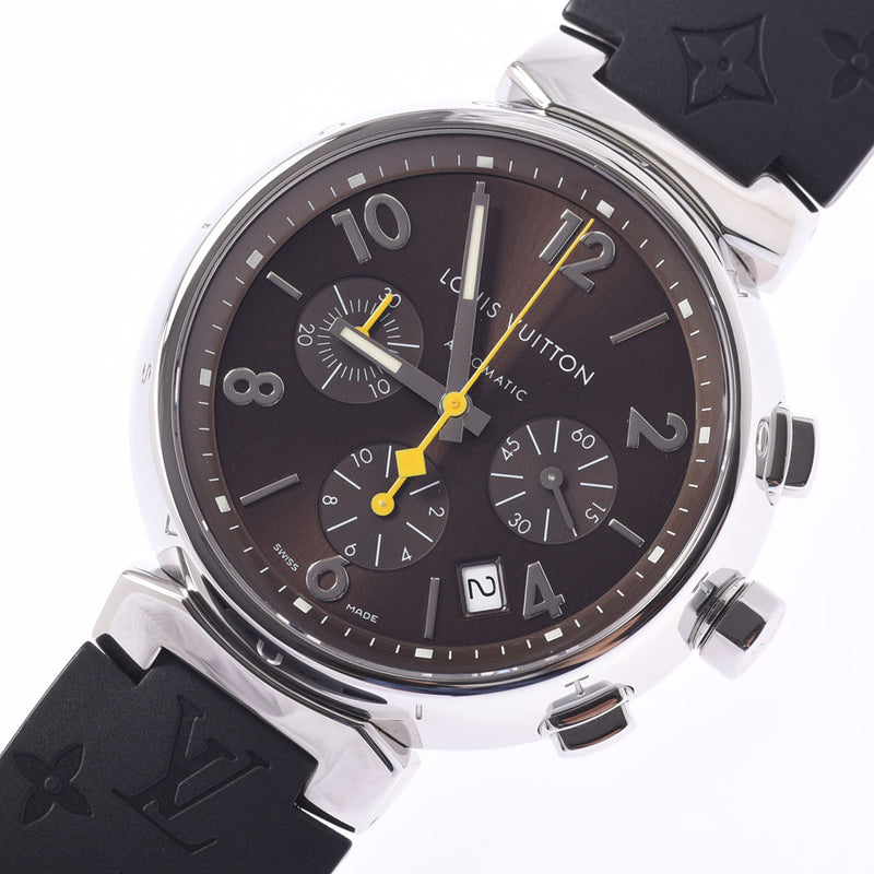 LOUIS VUITTON Louis Vuitton Tunbourg Chrono Q1121 Men's SS/Rubber Watch Automatic Winding Brown Dial A Rank Used Ginzo