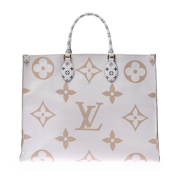 LOUIS VUITTON Louis Vuitton On-The-Go GM White / Khaki M44571 Unisex Monogram giant canvas 2WAY bag AB rank used Ginzo