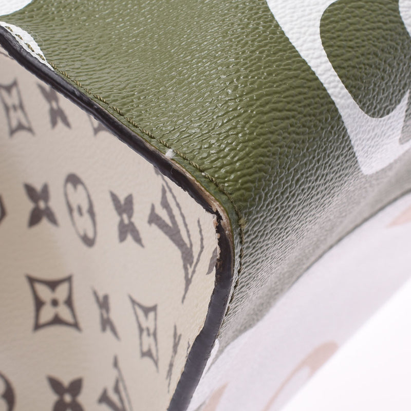 Louis Vuitton AUTHENTIC MONOGRAM GIANT ONTHEGO GM WHITE KHAKI GREEN BEIGE  Bag