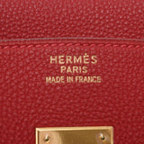 Hermes爱马仕Burkin 35 Rougebiff金支架□E-雕刻（2001年左右）中性多哥手袋AB等级使用Sinkjo
