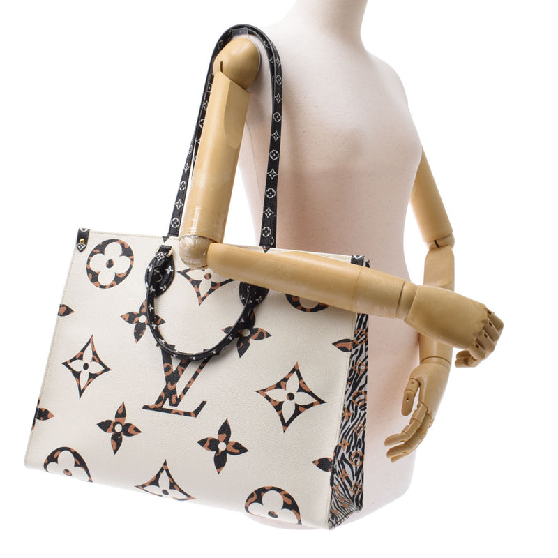 Louis Vuitton Louis Vuitton Monogram Giant Jungle On Zago GM 2 Way Ivory / Brown M44675 Unisex Monogram Canvas Tote Bag A-Rank Used Sinkjo