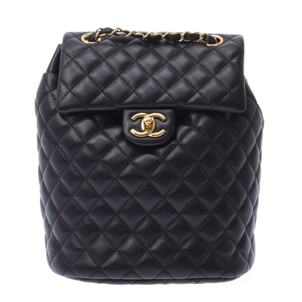 Chanel Chanel Matrasse Backpack Black Gold Bracket Ladies Lamskin Rucks Day Pack A-Rank Used Sinkjo