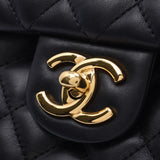 Chanel Chanel Matrasse背包黑金支架女士Lamskin Ruck Day Pack A级使用水池