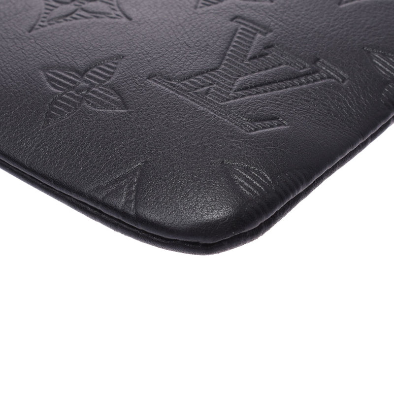 Louis Vuitton Monogram Shadow Clutch Bag Pouch M62903 Black Leather Men's