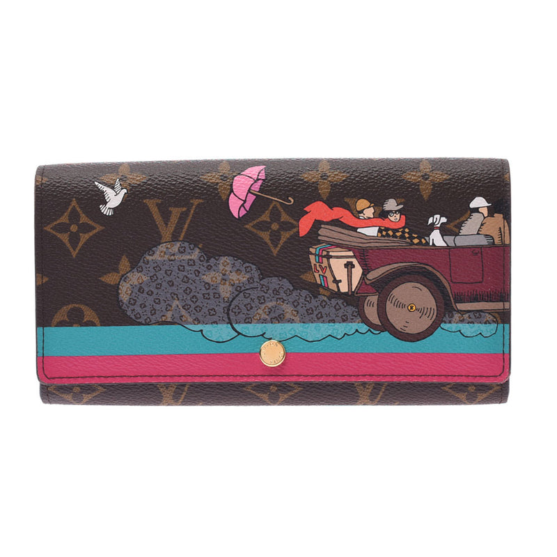 Louis Vuitton Louis Vuitton Monogram Portfoy Usara Colorful Print 2015 Christmas Limited M61359 Unisex Long Wallet A-Rank Used Sinkjo