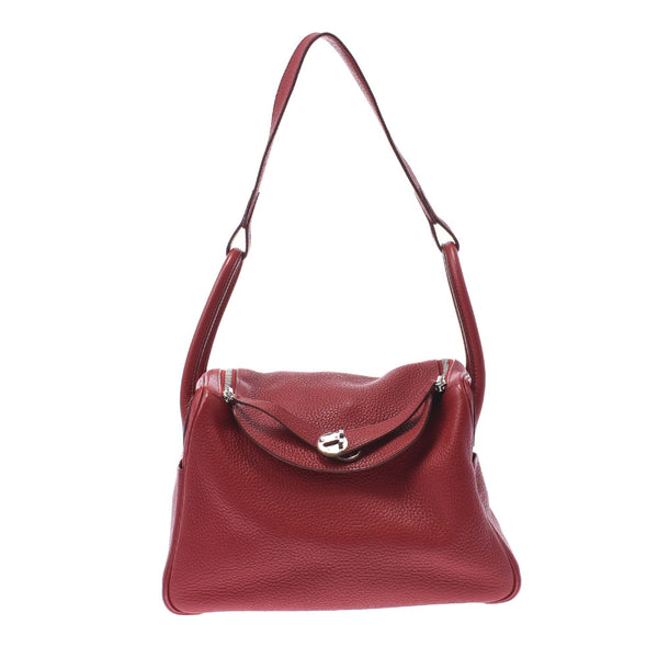 Hermes Lindy 30 2WAY bag Rouge ash silver cropped Tote Bag