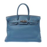 HERMES エルメス バーキン 35 ブルージーン シルバー金具 □I刻印(2005年頃) ユニセックス トゴ ハンドバッグ Bランク 中古 銀蔵