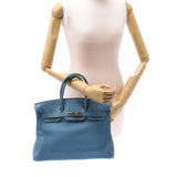 HERMES エルメス バーキン 35 ブルージーン シルバー金具 □I刻印(2005年頃) ユニセックス トゴ ハンドバッグ Bランク 中古 銀蔵