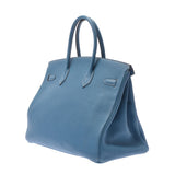 HERMES エルメス バーキン 35 ブルージーン シルバー金具 □I刻印(2005年頃) ユニセックス トゴ ハンドバッグ Bランク 中古 銀蔵