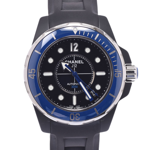 CHANEL Chanel 38 mm Blue Bezel H2561 Menz SS/Rubber Arbor Waters: Black-Rank