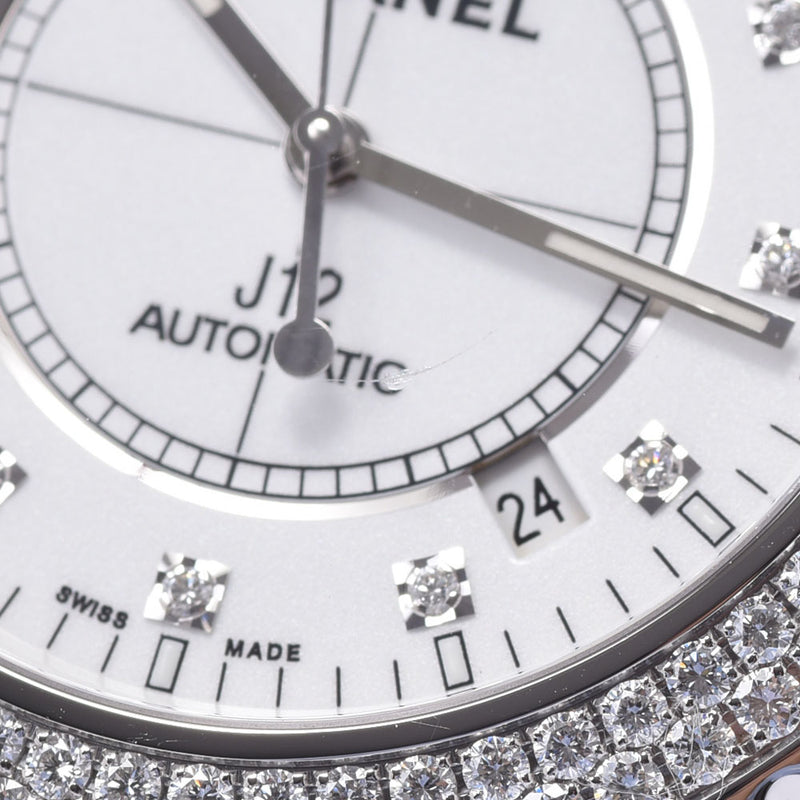 CHANEL シャネル J12 42mm ベゼルダイヤ 12Pダイヤ H2013 メンズ 白セラミック/SS 腕時計 自動巻き 白文字盤 Aランク 中古 銀蔵