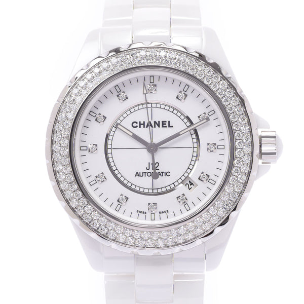 CHANEL シャネル J12 42mm ベゼルダイヤ 12Pダイヤ H2013 メンズ 白セラミック/SS 腕時計 自動巻き 白文字盤 Aランク 中古 銀蔵