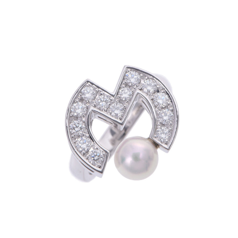 MILA SCHON Mirror Show Diamond 0.63CT Pearl 6.6mm 12 Ladies K18WG Ring / Ring A Rank Used Silgrin