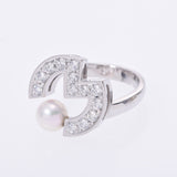 MILA SCHON Mirror Show Diamond 0.63CT Pearl 6.6mm 12 Ladies K18WG Ring / Ring A Rank Used Silgrin