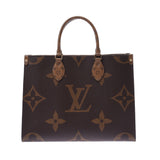 Louis Vuitton Monogram reverse on the go mm2way brown m45321 Unisex Monogram canvas tote bag NEW