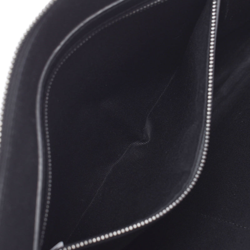 MCM EMM emblem L letter zipper Gree Unisex Leather Clutch Bag AB rank Silver