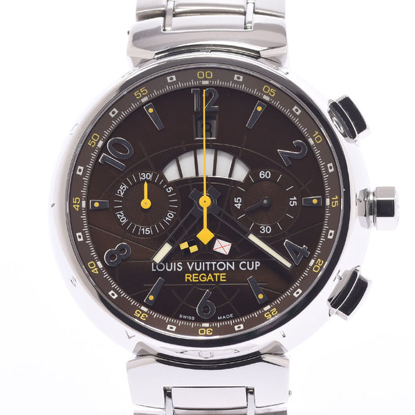 Louis Vuitton Louis Vuitton Tambourg Legatta Chrono LV Cup Q1021 Men SS Watch Automatic Wound Braun A Rank Used Silgrin