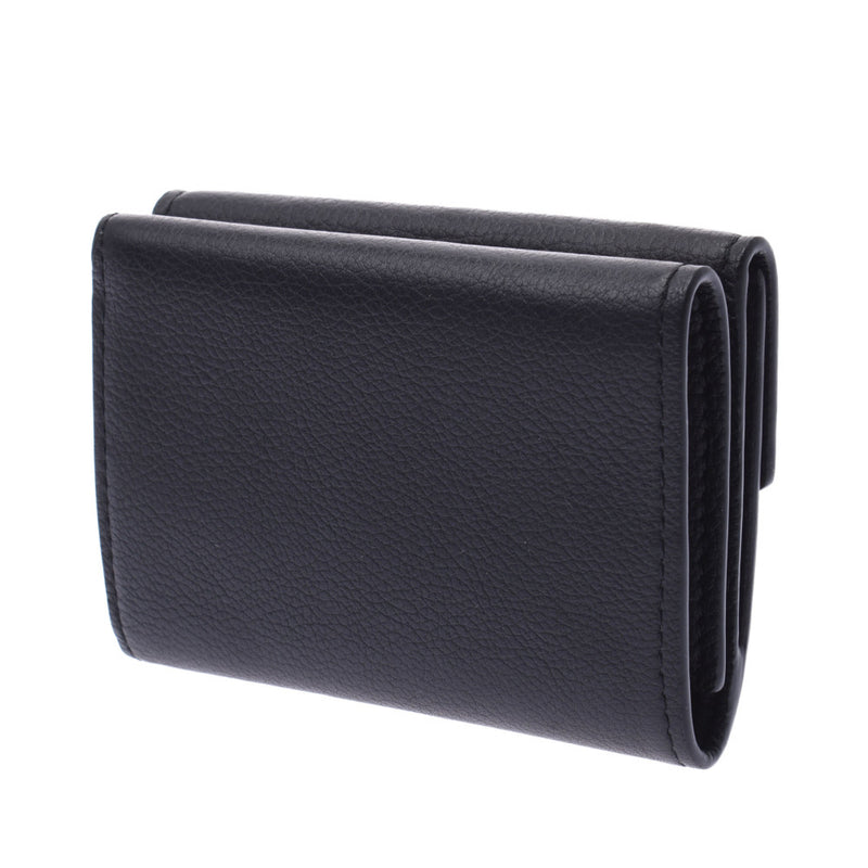 Louis Vuitton Louis Vuitton Portfoille Lock Mini Black M63921 Women's Leather Three Folded Wallet New Sanko