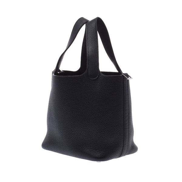 Hermes Picotin lock PM black silver hardware M / M