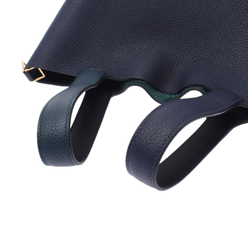 Hermes Hermes Picon Lock MM Kasak Blue Nuy / Vercripress Gold Bracket Y Engraved (around 2020) Ladies Leather Handbag New Sink