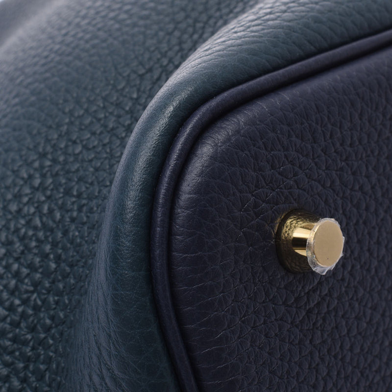 Hermes Hermes Picon Lock MM Kasak Blue Nuy / Vercripress Gold Bracket Y Engraved (around 2020) Ladies Leather Handbag New Sink