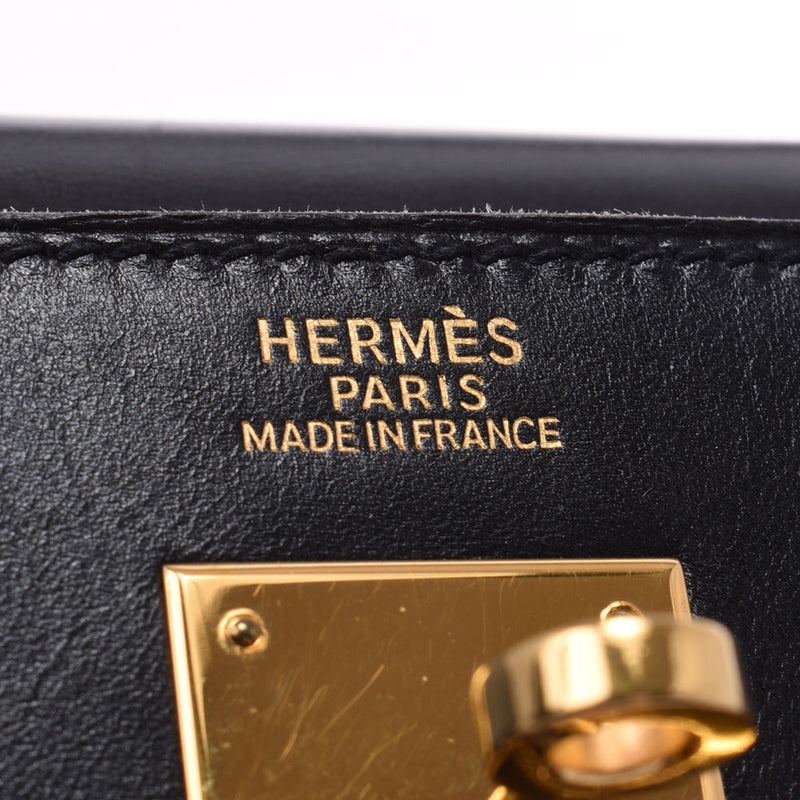 HERMES エルメス ケリー 32 外縫い 2WAY 黒 ゴールド金具 □I刻印(2005年頃) レディース BOXカーフ ハンドバッグ Aランク 中古 銀蔵