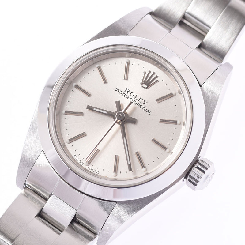 ROLEX Rolex Oyster Peacher 76080 Women's SS Watch Automatic Wound Silver Document A-Rank Used Sinkjo