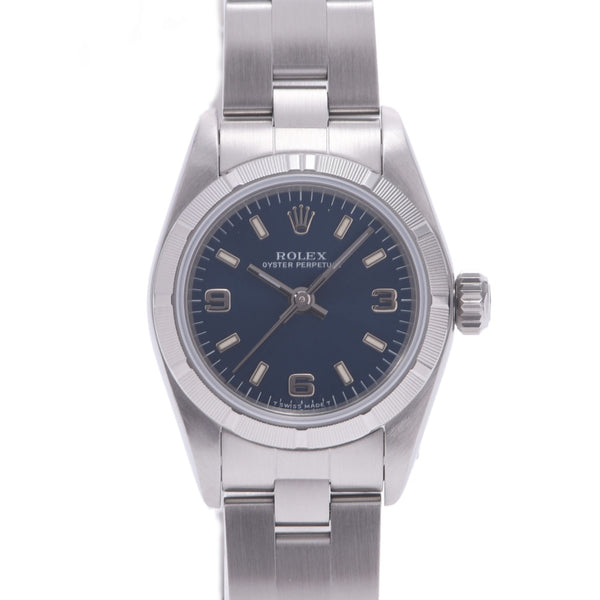 ROLEX Rolex Oyster Peacher 67230 Women's SS Watch Automatic Wound Blue 369 A Rank Used Silgrin