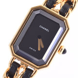 CHANEL CHANEL Purmiere Size L Women's GP/Leather Watch Quartz Black Dial A Rank Used Ginzo